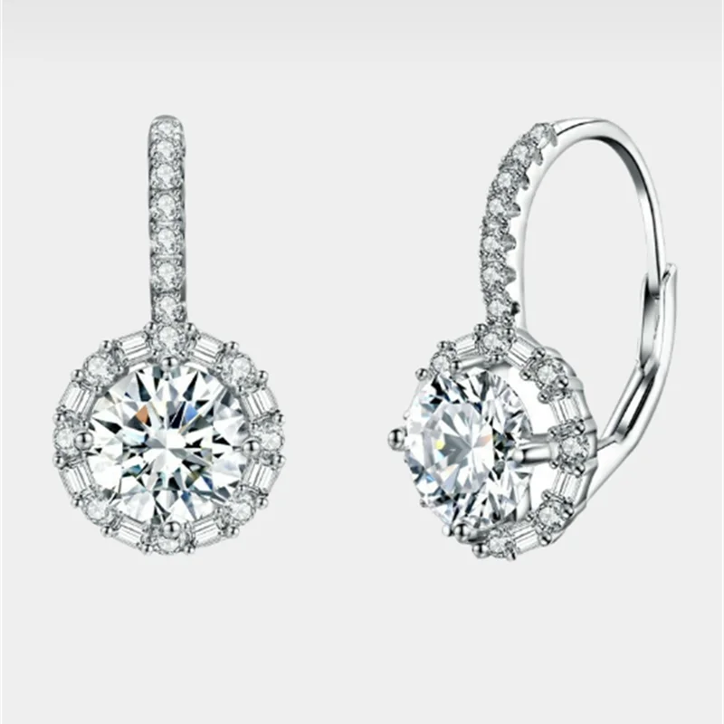 

MSE002 Lefei Fashion Classic Trendy Luxury Moissanite Design Round Clip Earring For Charm Women Silver 925 Wedding Jewelry Gifts