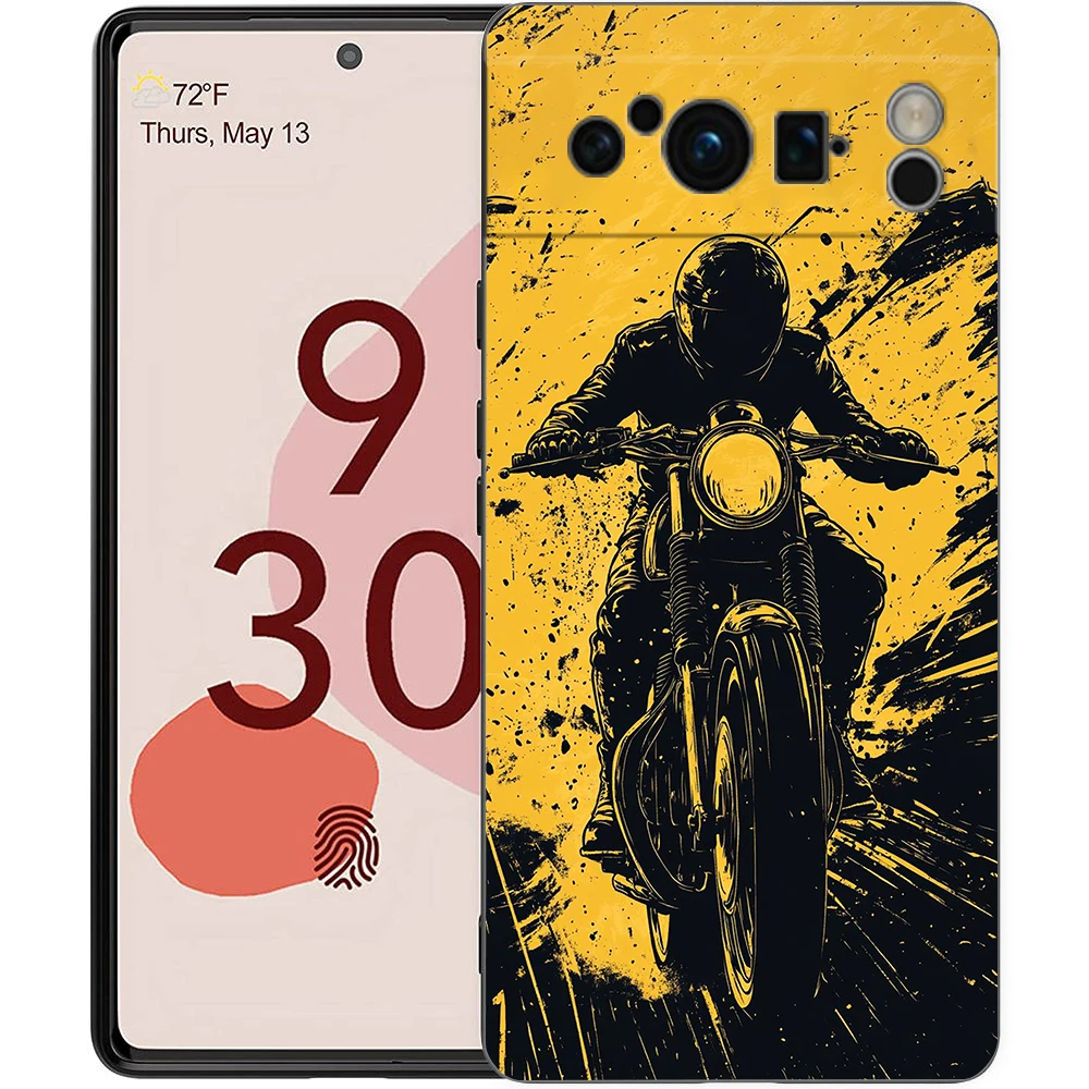 Cool Motorcycle Design Shockproof Phone Case - Soft Black TPU Cover