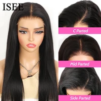 ISEE cheveux sans colle perruques cheveux humains prêt à porter droite sans colle pré-plumée porter et Go perruques 7x5HD dentelle avant perruques pré-coupées dentelle 3