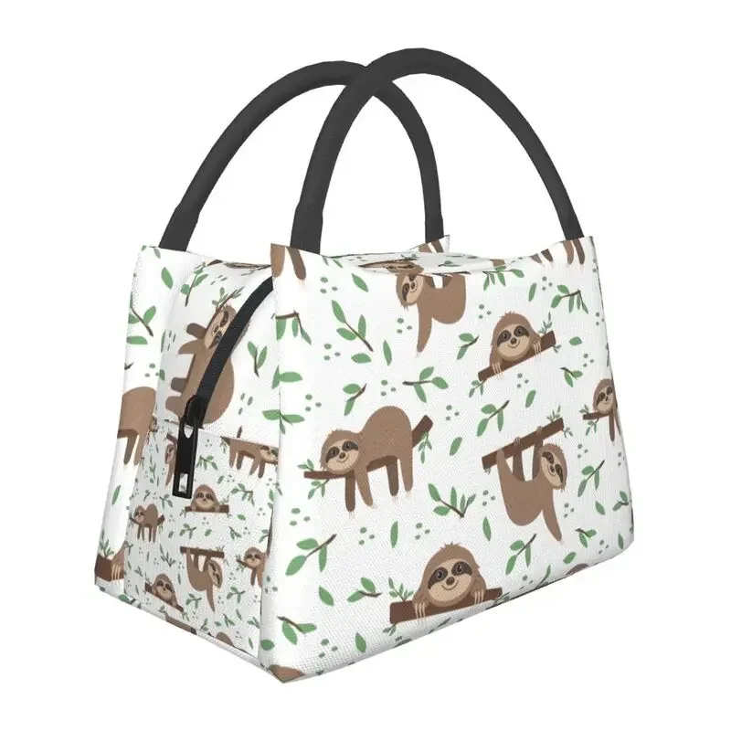 thumbnail image 1 of Bolsa de almuerzo con aislamiento térmico con bonito patrón de perezoso para mujer, lonchera reutilizable con diseño de animal perezoso kawaii, caja de almacenamiento para comida de viaje, 1 of 5