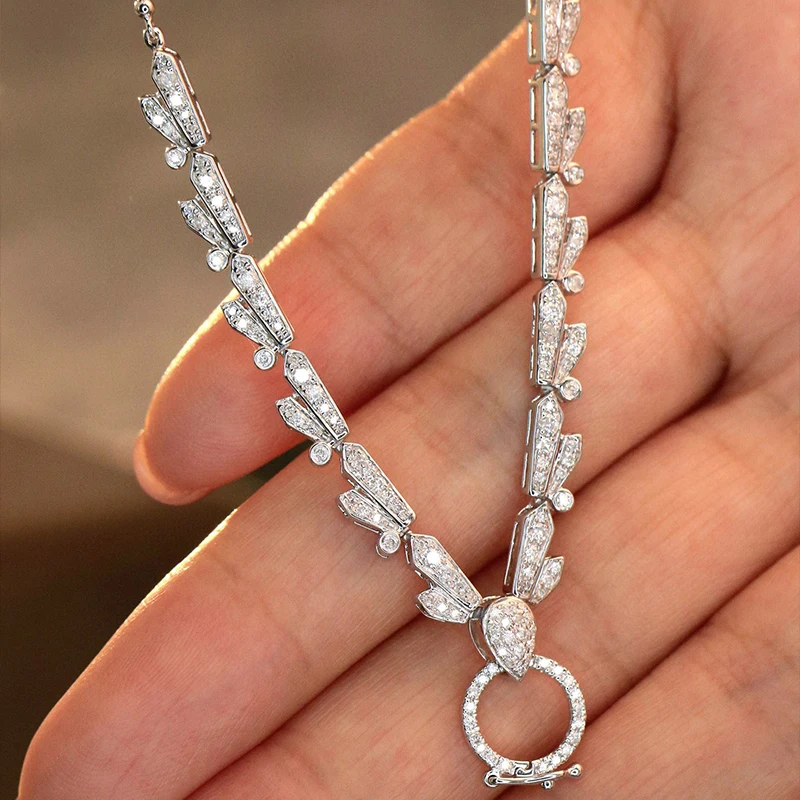 Sac6625a06a924a13b51f6681c19450d36 Aazuo Luxury Jewelry 18K Orignal White Gold Real Diamonds 0.80ct Luxury Necklace Gifted For Women Wedding Link Chain Au750