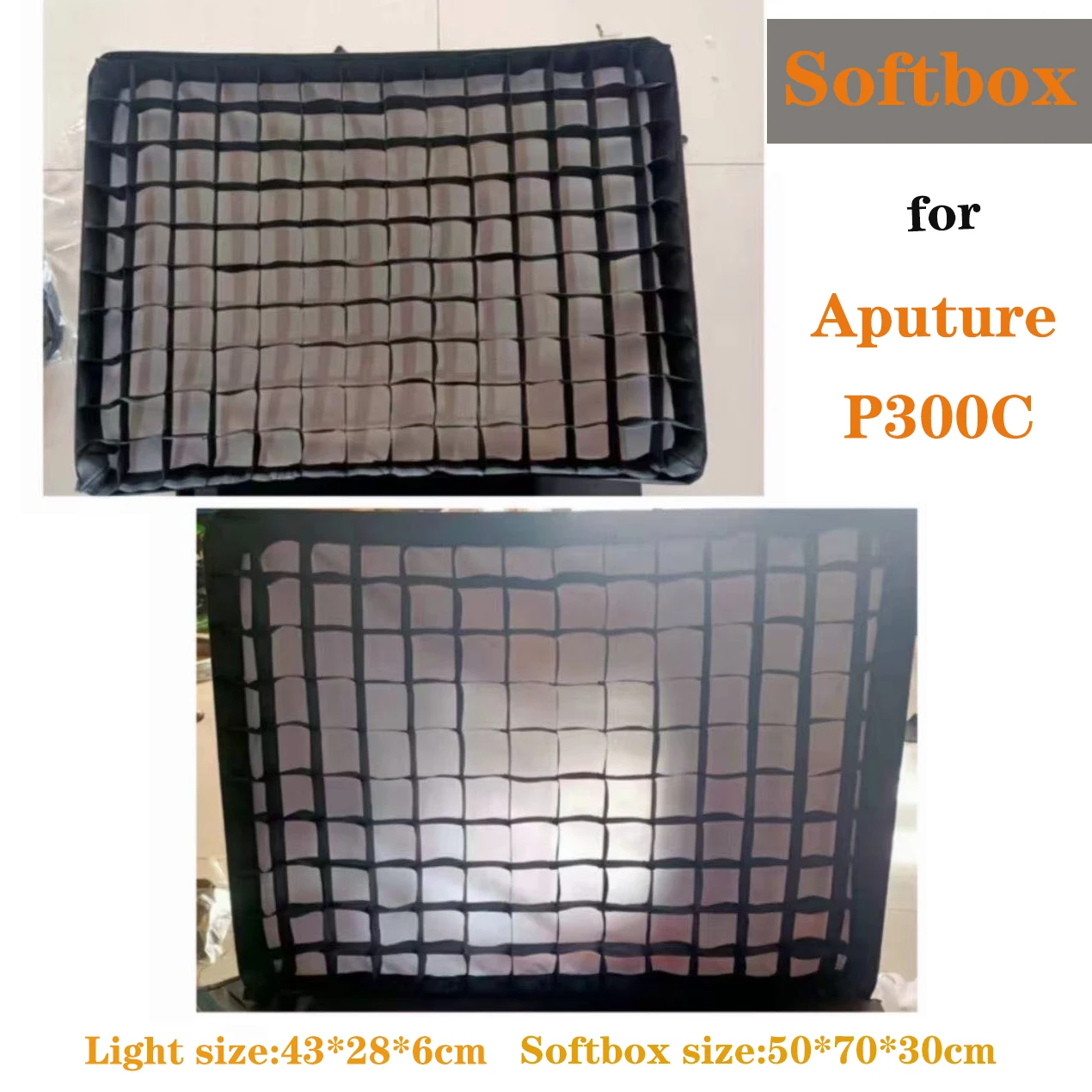 

Snapbag 40° Softbox with diffussion cloth + Grid for Aputure P300C softbox grill