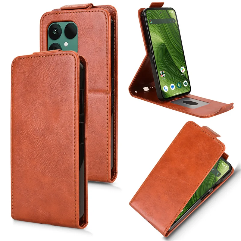 Anti-Fall Flip Vertical Case - Retro Skin-Friendly Full Cover with Card Holder