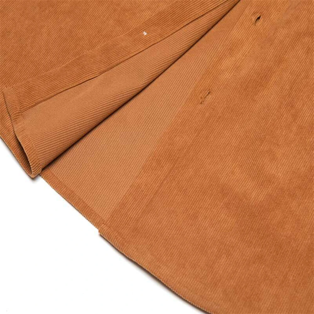 

Top Shirt Blue Vacation Brown Winter Button Casual Corduroy Dark Blue Fitting Green Lapel Long Sleeve Male Comfy