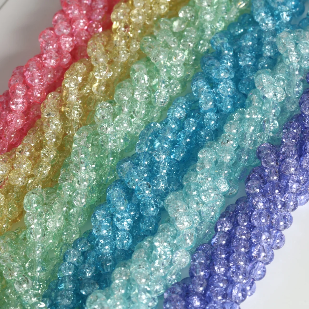 Elegant Pink Crackled Glass Beads for Handmade Jewelry Crafts