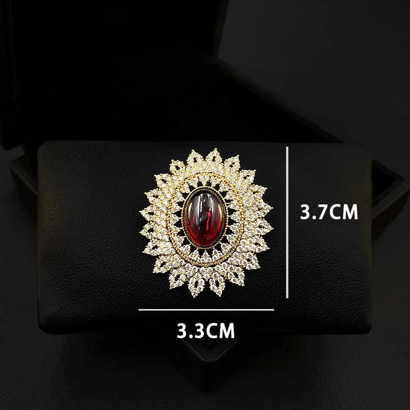 Luxury Shirt Oval Decorative Brooch Women's Fashion All-Match Suit Coat Pin Collar Buckle Clothes Accessories Jewelry Gifts 5589