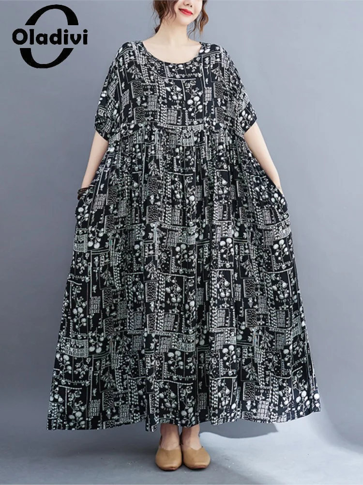 

Oladivi Big Large Size Bohemian Long Dress Women Summer 2022 New Boho Beach Wear Oversized Maxi Dresses Vestidios Robe 9099 8XL