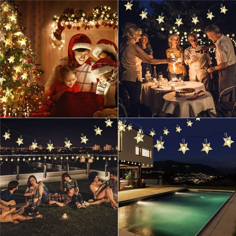 Solar Star String Lights 100LED 8 Modes Outdoors Twinkle Fairy Lights Waterproof Star Twinkle Lights for Lawn Gardens Patio 4