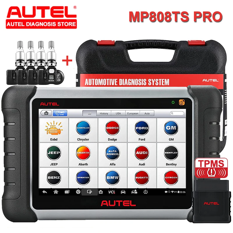 Autel MaxiPRO MP808TS PRO TPMS Diagnostic Scanner With 4PCS 2IN1 MX-Sensor 30+ Service Reset Full Services Tool PK MP808 |