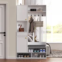 Anajqaqia Ensemble de garde-robe, Ensembles de chambre à coucher, Porte-manteau, Armoire de salon, avec coussin et espace de rangement, armoire multifonctionnelle 1