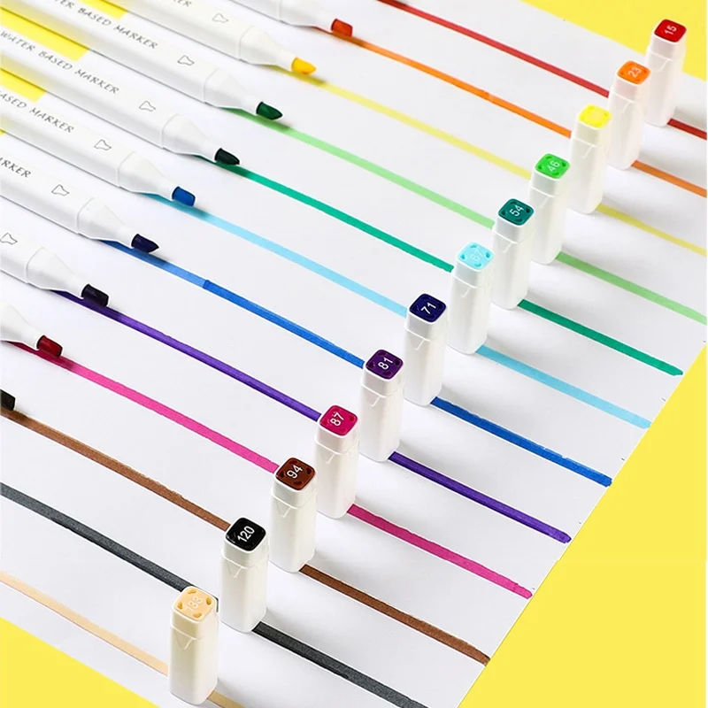Color Marker Pens 12/18/24/36/48 Highlighter Double-Headed Color Marker Art Marker Set Art Stationery School Office Supplies