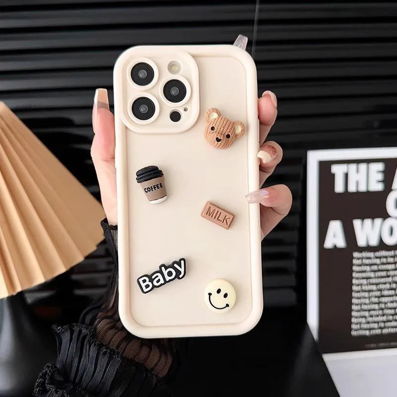 DIY Bear Smile Hand Chain Phone Case Cover