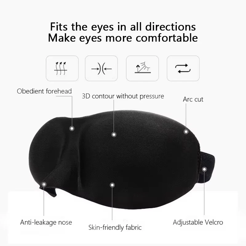 Sleep Mask 3D for Side Sleeper Light Blocking with Soft Padded High Elastic Band Travel Nap Blindfold for Men Women