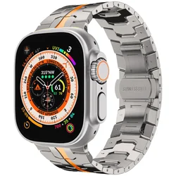 Stainless Steel Metal Strap for Apple Watch - Elegant Wristband Replacement (Titanium orange)