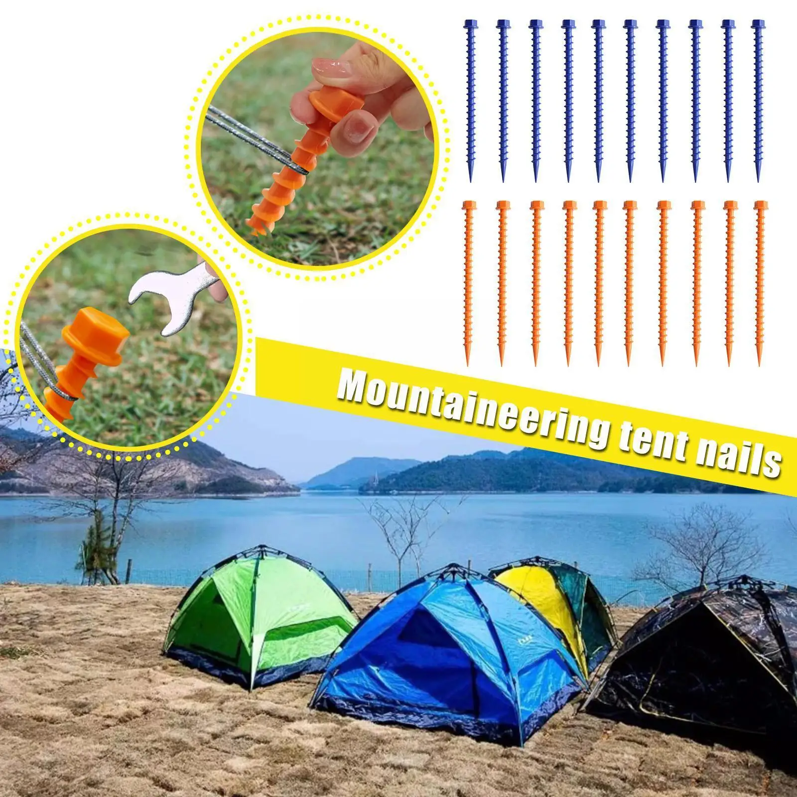 

Tent Nail Plastic Tent Stakes 11 Inch Heavy Duty Beach Tent Pegs Canopy Stakes Essential Gear For Camping Accessorie X5w9