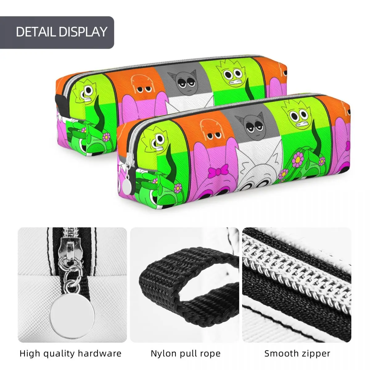 Sprunki Incredibox Game Pencil Cases Fun Pen Box Bag for Student Large Storage Office Cosmetic Pencil Box