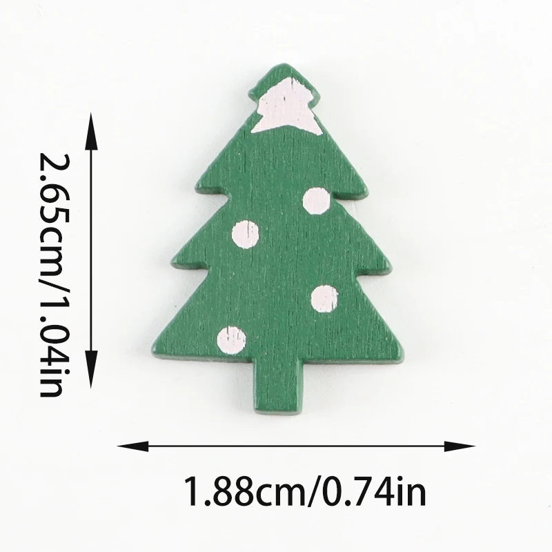 (50 Pcs/pack) 1.88cm*2.65cm Christmas Wooden DIY Handmade Patch Atmosphere Decoration Various Scenes Holiday Queuing
