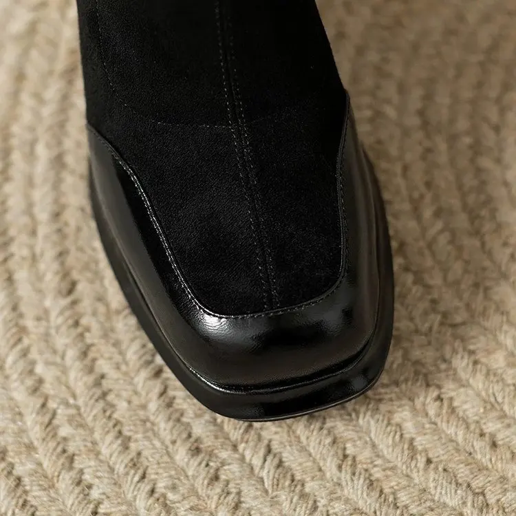 Chunky Ankle Boots For Women Waterproof Platform High Heel Shoes_voghion.com