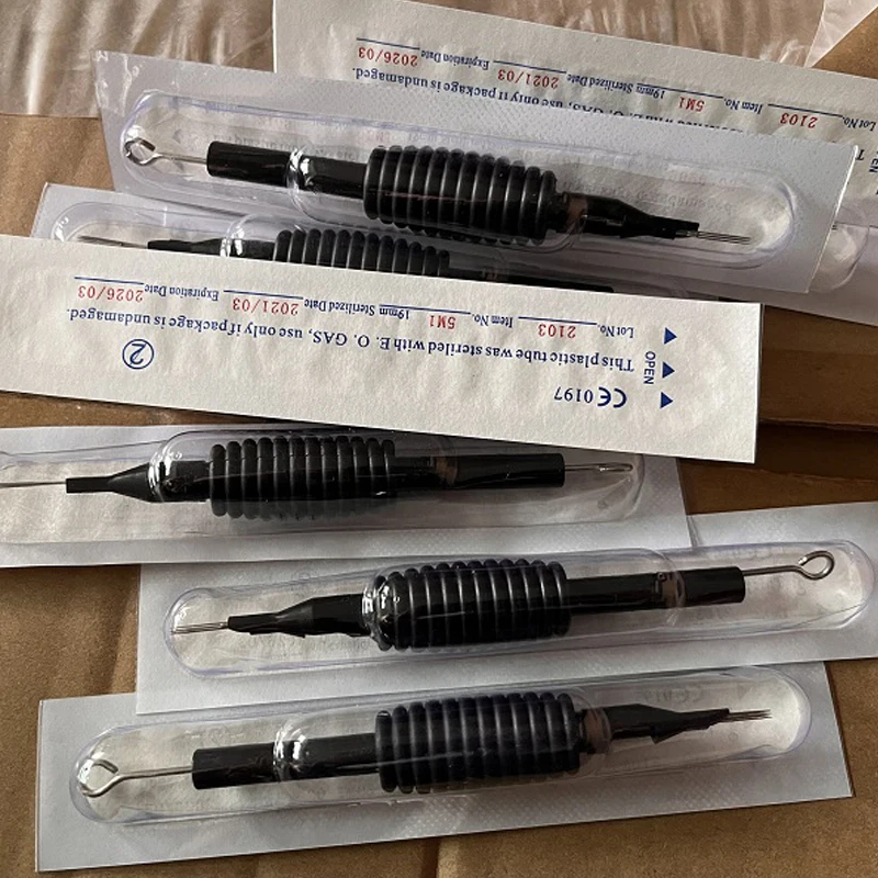 Tattoo Needles 10pcs Sterile RL/RS/M1/M2/F Disposable Nozzle Needle Tube and Tips Grip Gun Supplies Machine