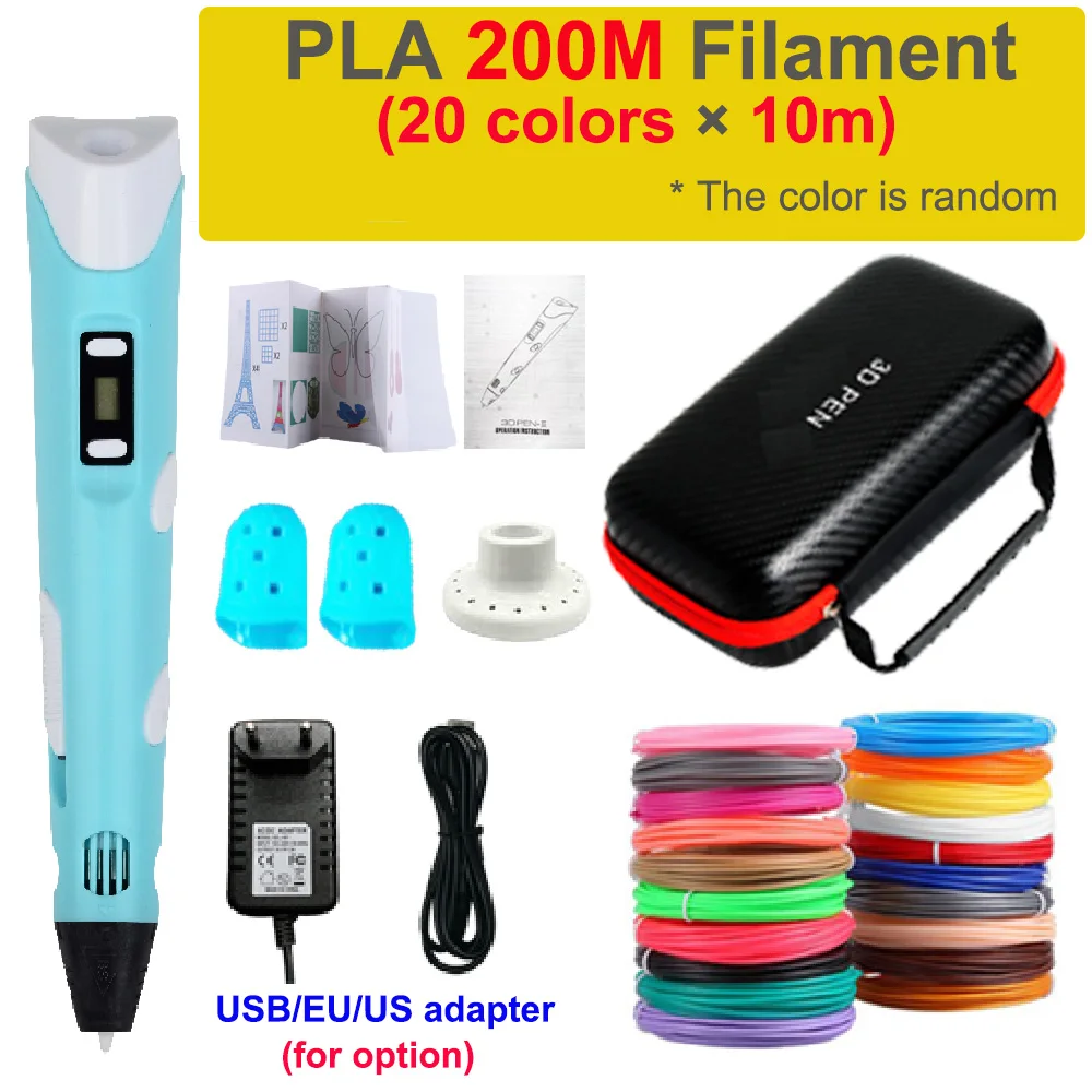 3D Pen For Children 3D Drawing Printing Pen with LCD Screen With PLA 1.75mm Filament Toys for Kids Christmas Birthday DIY Gift