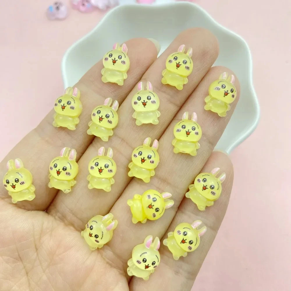 50 Stück neue süße Harz Mini Cartoon Traurigkeit Kaninchen, Hund Serie flache Rückseite Maniküre Teile Verzierungen für Haarschleifen – Detail 5