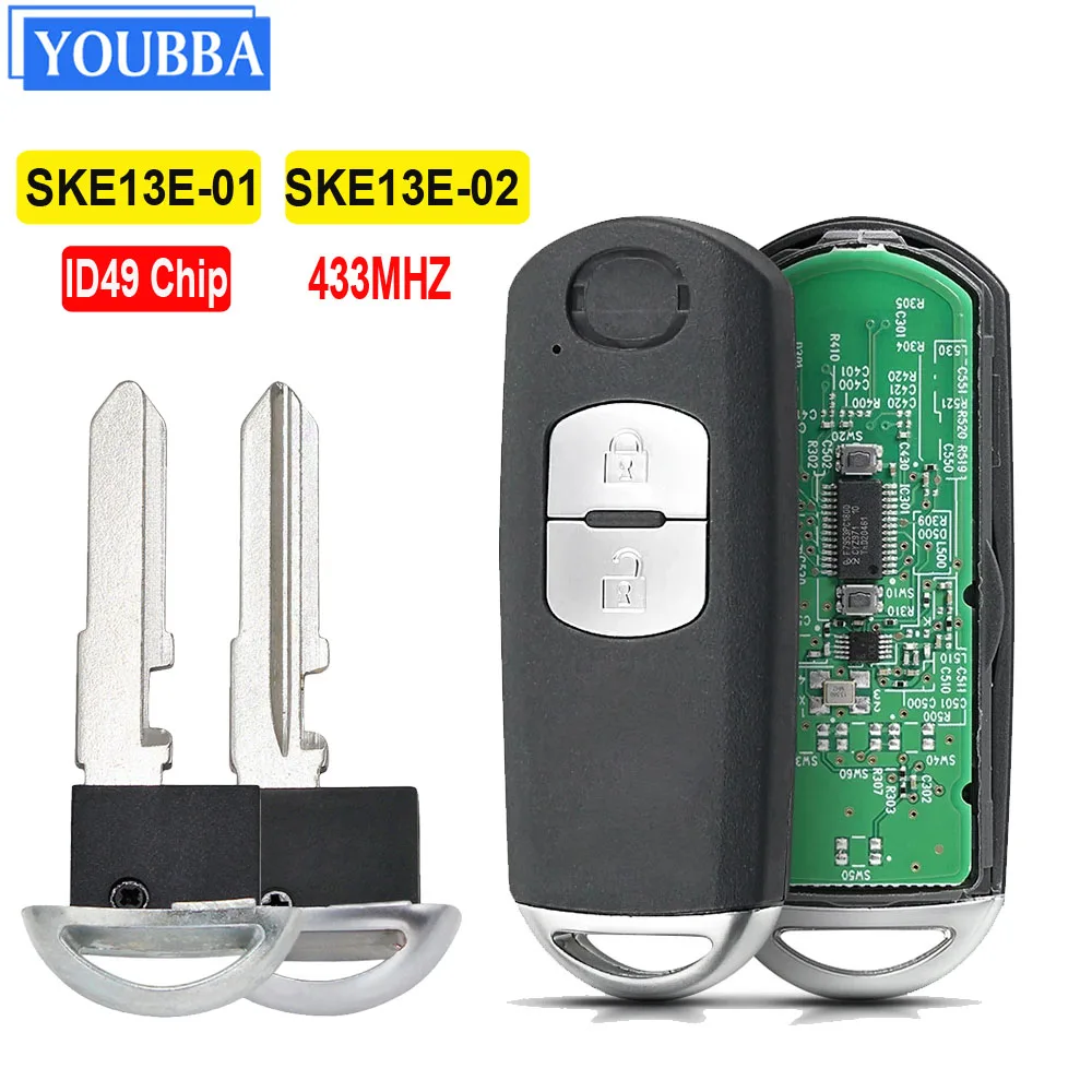 YOUBBA SKE13E-01 SKE13E-02 433Mhz ID49 Chip 2 Button Smart