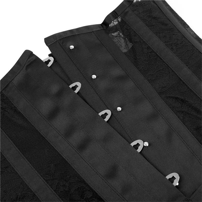 Women Underbust Corset Steel Bone Sexy Slim Black Mesh Breathable Waist Trainer Corsets Bustier Top Sexy Lingerie Corsage Korset