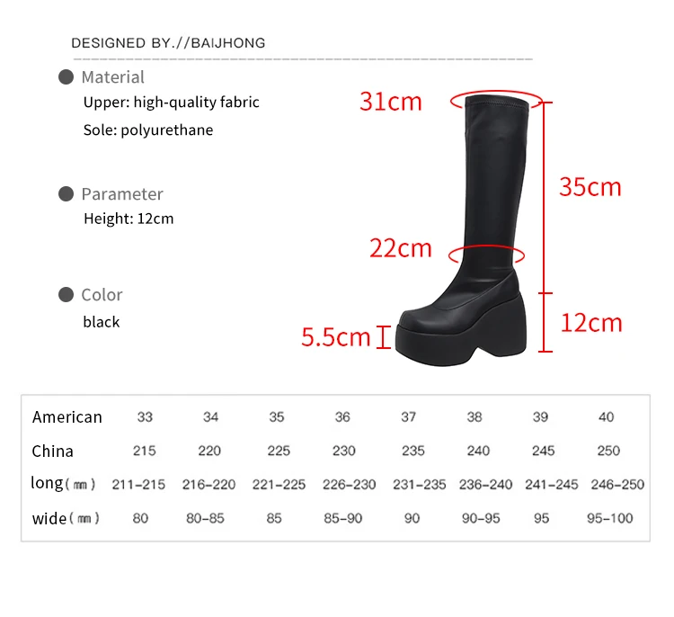 Stiefel Frauen Schuhe auf Plattform Knie Hohe Lang Frau Keile Gothic Stripper Chunky Heels Sexy Strumpfhosen Winter Zip Up Freies verschiffen