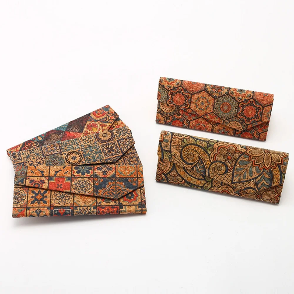 Retro Cork Folding Triangle Glasses Case for Men Women Sunglasses Box Portable Travel Glasses Storage Box Eyewear Accessories