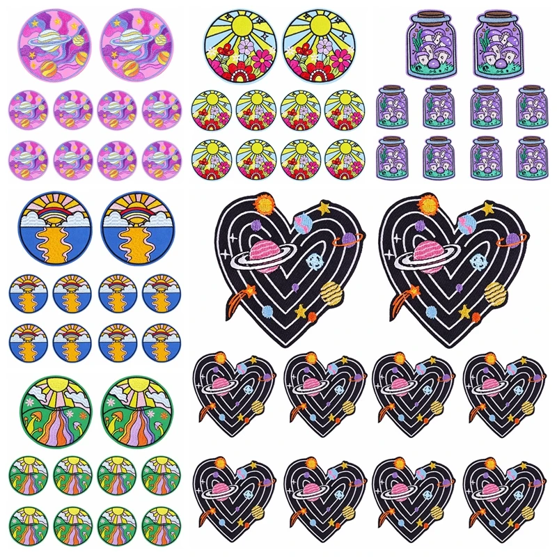 

10PCS/Lots Planet/Space Series Iron On Patches For Clothing Cartoon Embroidery Patch DIY Outdoor Embroidered Patches On Clothes