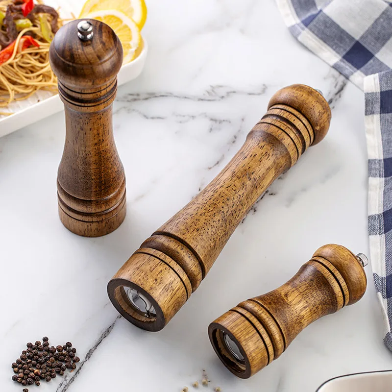 Salt and Pepper Grinder Manual Wood Grinder Machine Herb Spice Grinder  Adjustable Coarseness Kitchen Tools