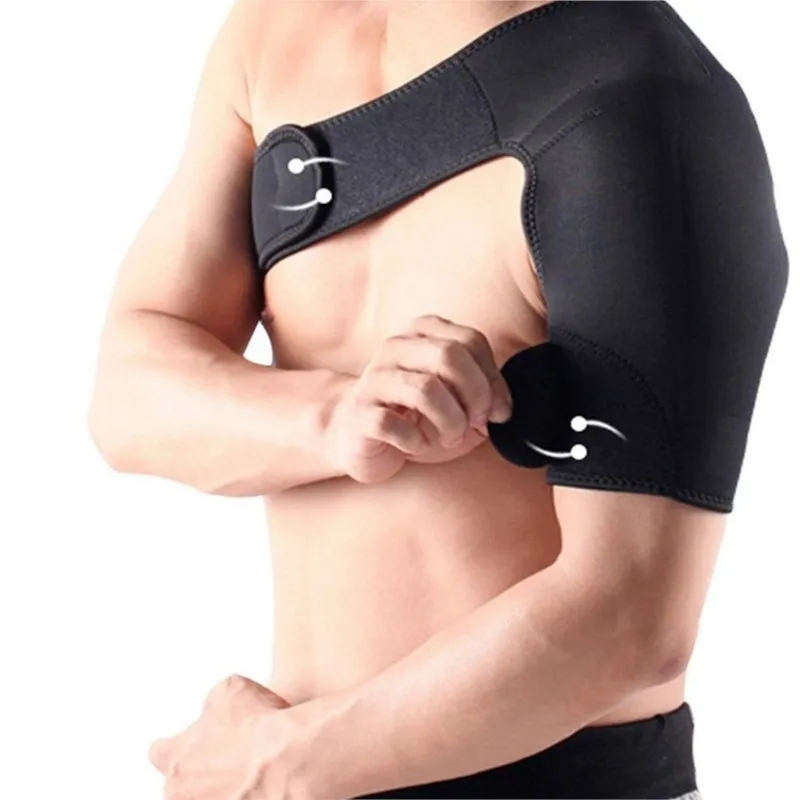 Adjustable Gym Sports Care Single Shoulder Support Back Brace Guard Strap Wrap Belt Band Pads Black Bandage Men & Women