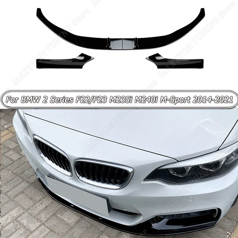 

For BMW 2 Series F22/F23 M235i M240i M-Sport 2014-2021 Car Front Bumper Spoiler Lip Body Kit Bumper Diffuser Guard Gloss Black