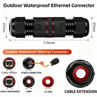 Outdoor Waterproof 10Gbps Cat6A Shielded Lightning Protection Ethernet Coupler, IP68 Surge Proof Network Extender for Monitoring 1