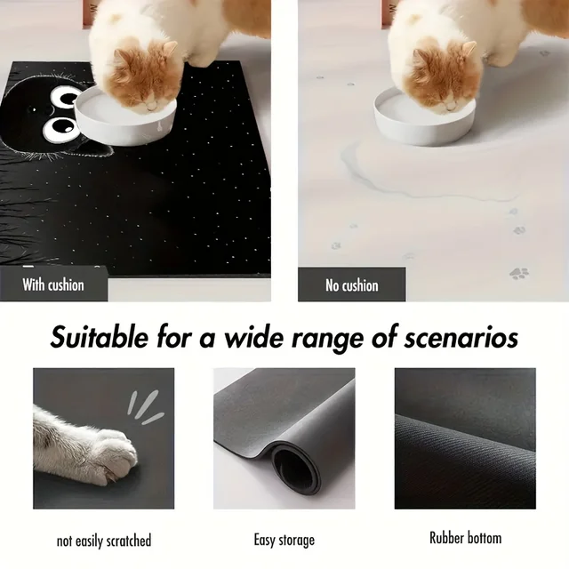 Non-Slip Cat and Dog Feeding Mat Cute Pattern Leakproof Waterproof Easy Clean Surface Machine Washable Durable for All Breeds 6