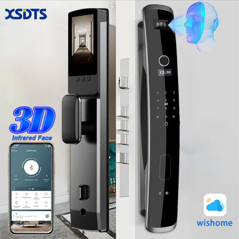 3D Biometric Security Face & Camera Smart Door Lock Digital Password Electronic Key IC Card APP Unlock Fingerprint Locks Smart Door Lock Smart Lock Electronic Lock Fingerprint Door Lock Password Lock