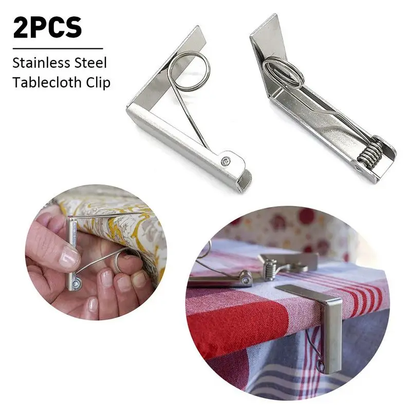 Home Stainless Steel Table Cloth Tables Cover Clips Fixing Clip Holder Clamps Party Tool Anti-slip Clip Outdoor Windproof 2PCS