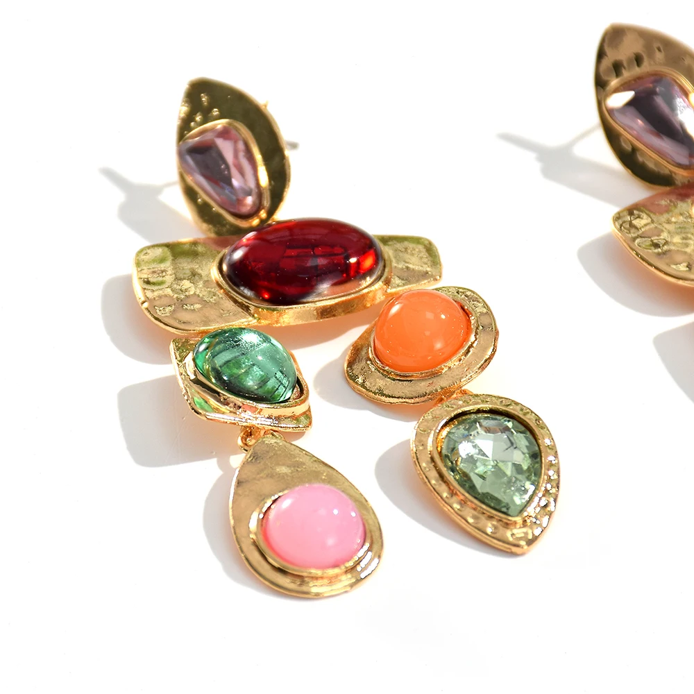 Dangle Earrings Drop Earrings Crystal Earrings Long Earrings New Metal Colorful Stone Earrings High-quality Crystal Dangle Long Drop Earring Jewelry Accessories for Women