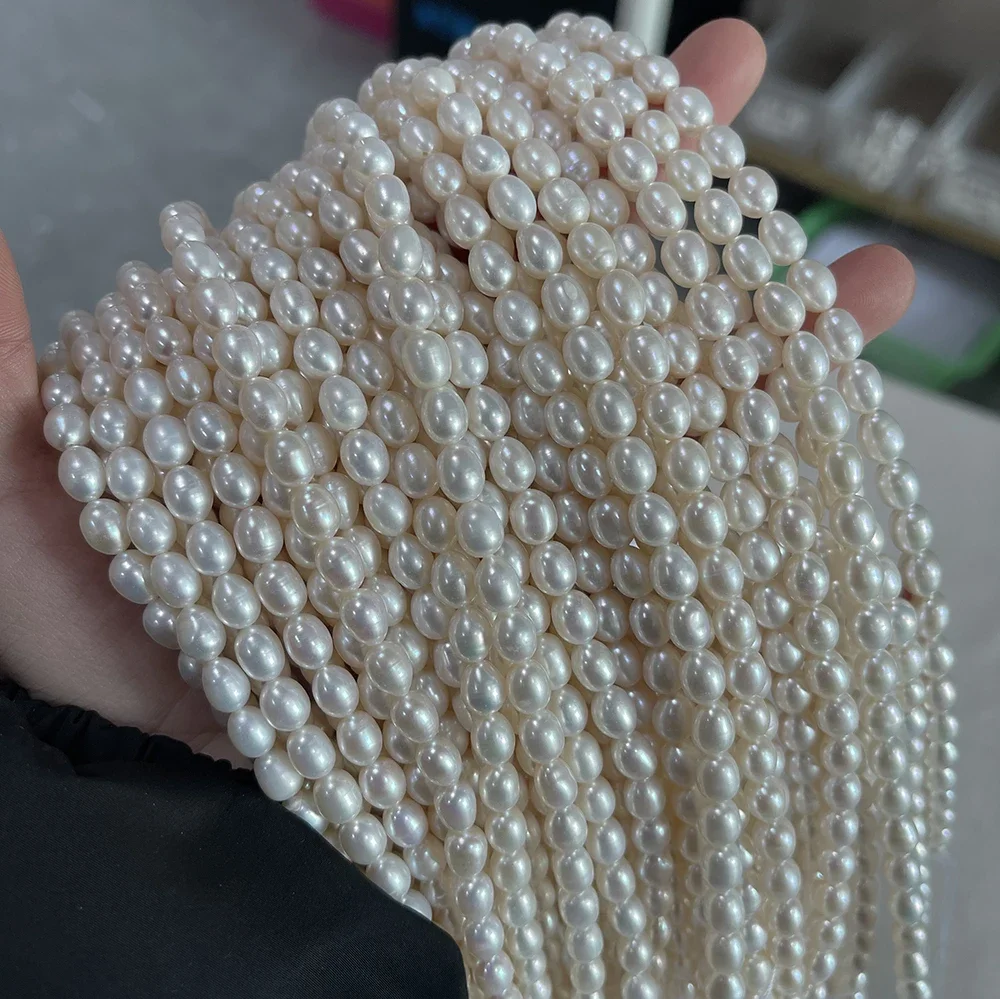 천연 담수 진주 구슬 DIY 우아한 목걸이 팔찌 쥬얼리 만들기위한 고품질 쌀 모양 펀치 루즈 비즈