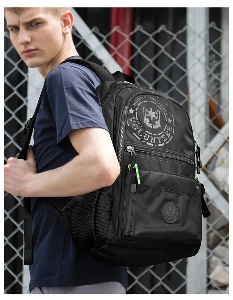 Backpack showing side pocket detail