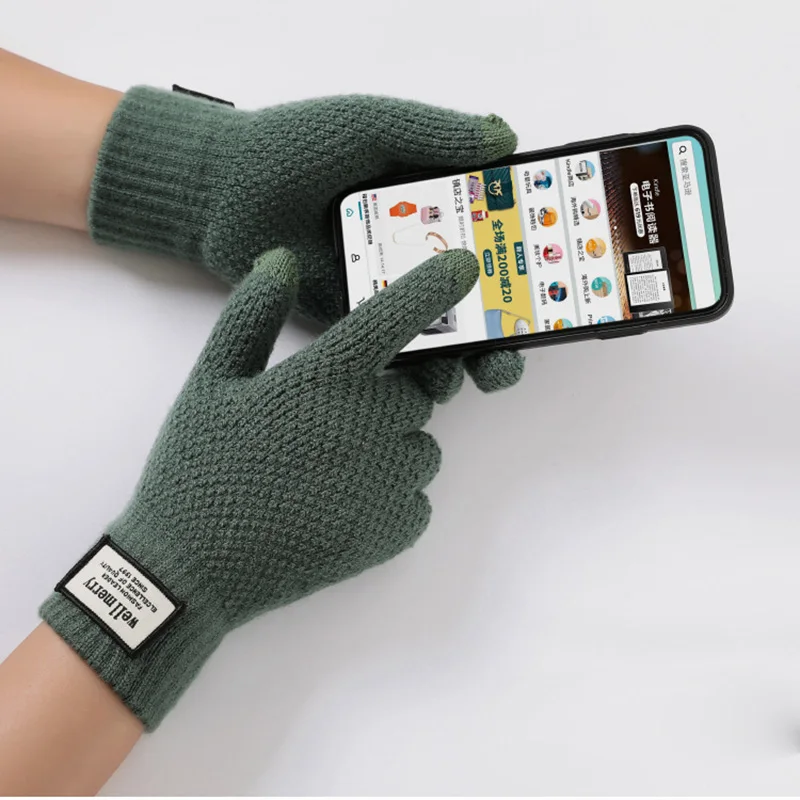 Winter Screen Touch Gloves Women Men Warm Stretch Knitted Mittens High Elastic Outdoor Sports Full Finger Running Gloves 3