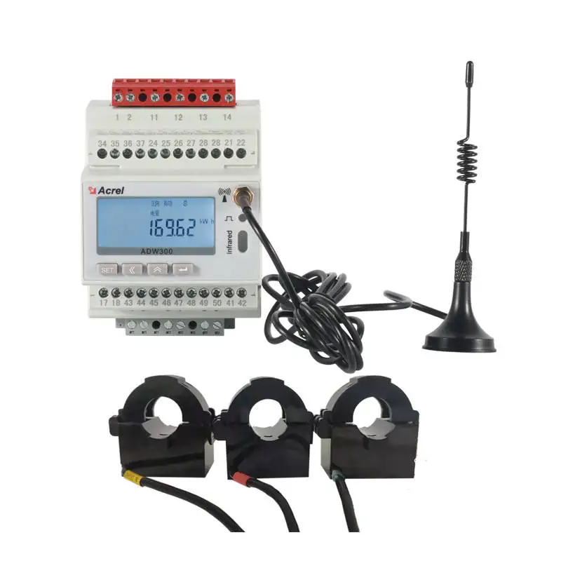 

Acrel ADW300 Din Rail Wireless 3 Phase 4G Energy Meter with 100A Current Sensor with MQTT Modbus-RTU Power Monitoring Systems
