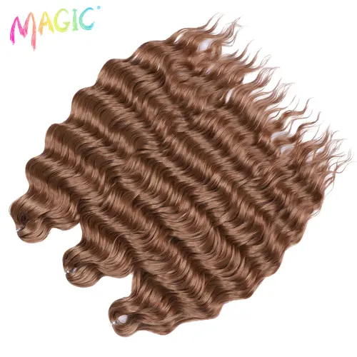 Anna Synthetic Hair 24 Inch Water Wave Braiding Hair Extensions Ombre Blonde Deep Wave Afro Curl Twist Crochet Hair for Women - Image 78