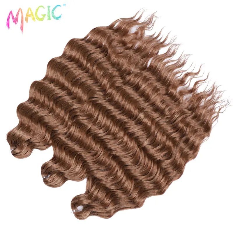 Anna Synthetic Hair 24 Inch Water Wave Braiding Hair Extensions Ombre Blonde Deep Wave Afro Curl Twist Crochet Hair for Women - Image 78