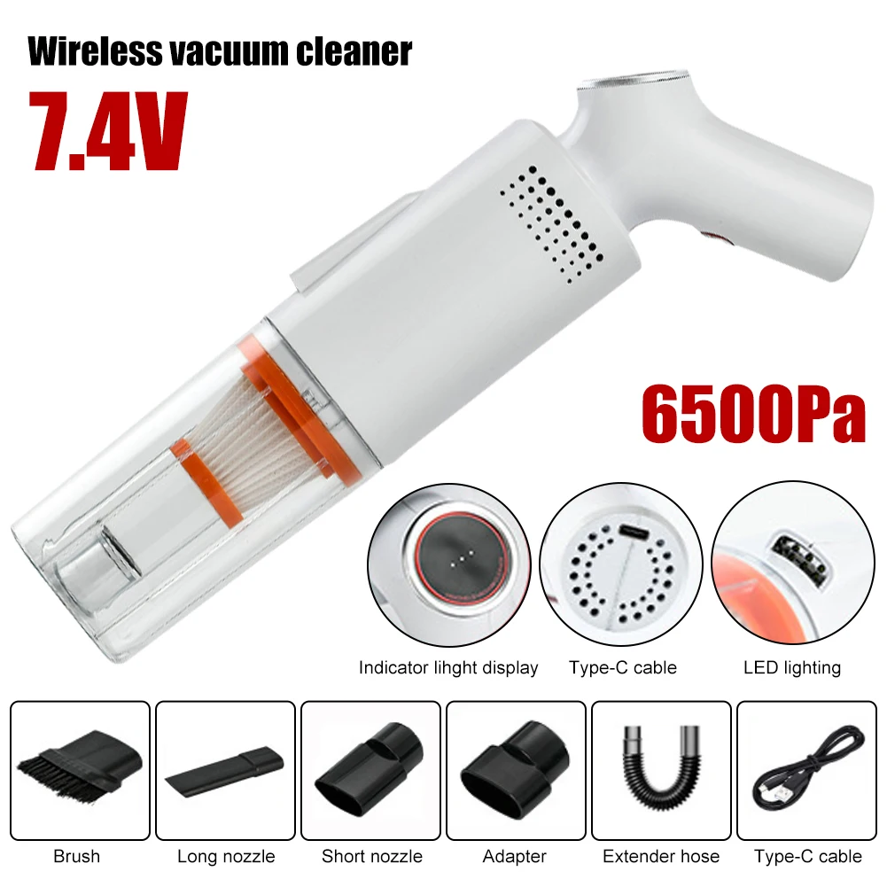 car washing tools 120W Car Vacuum 9000Pa Rechargeable Wireless Vacuum Cleaner Handheld 2 Speed With LED Light Washable Filter For Home Car Cleaner car wash compressor