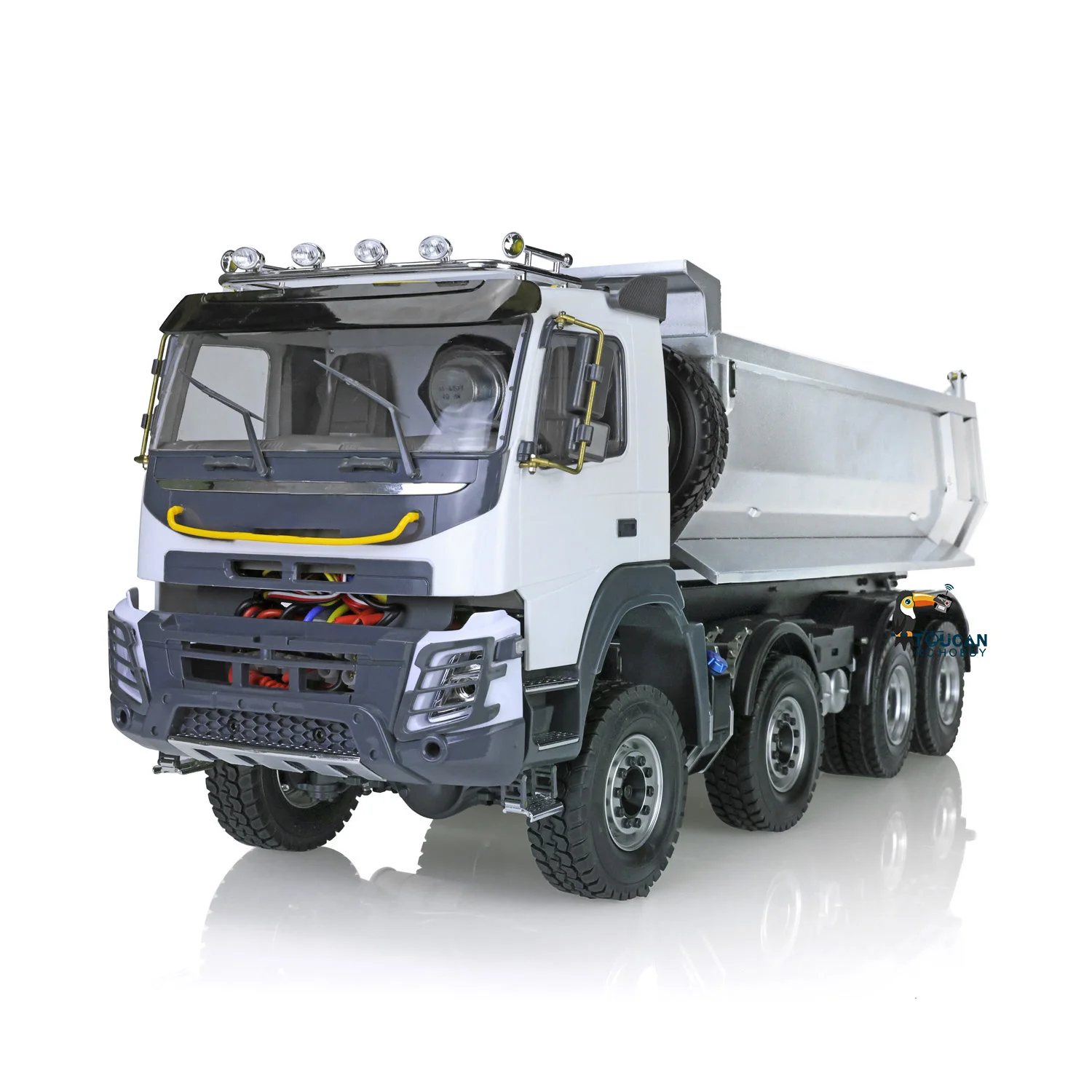 Toys JDM RC Model 1/14 8*8 Metal Hydraulic Dumper Truck 2Speed Differential Axle Sound Radio Control Tipper Truck Vehicle Model 4