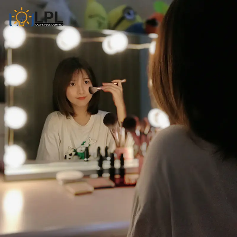 

3 Modes Colors Makeup Mirror Light Led Touch Dimming Vanity Dressing Table Lamp Bulb USB Make Up Mirror Wall Lamp 6 Bulbs