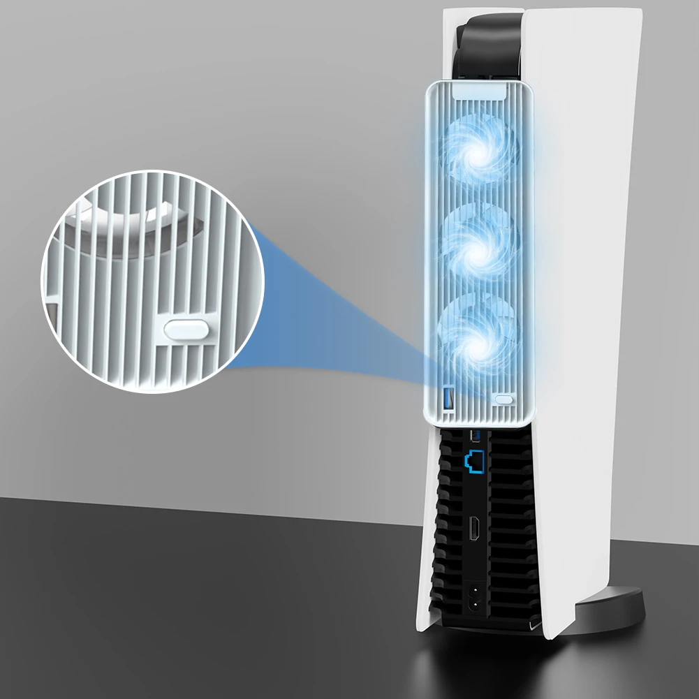 Cooling Fan USB3.0 Game Console Cooling Fan Quiet Cooler 5500RPM with 3 Fans for Playstation 5 Disc&Digital Edition