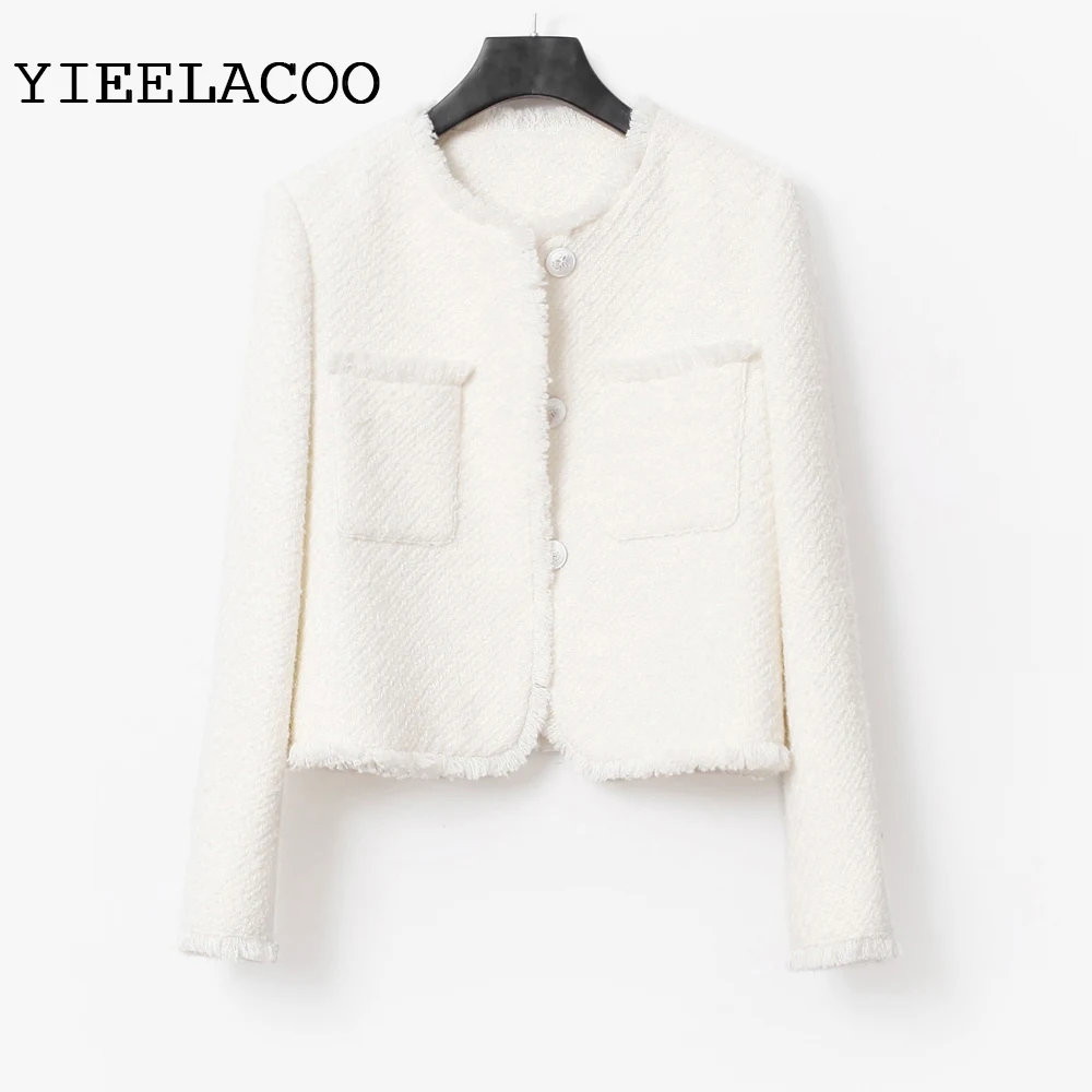 

Ladies White Tweed Short Jacket 2022 New Small Fragrance Casual Top Jacket