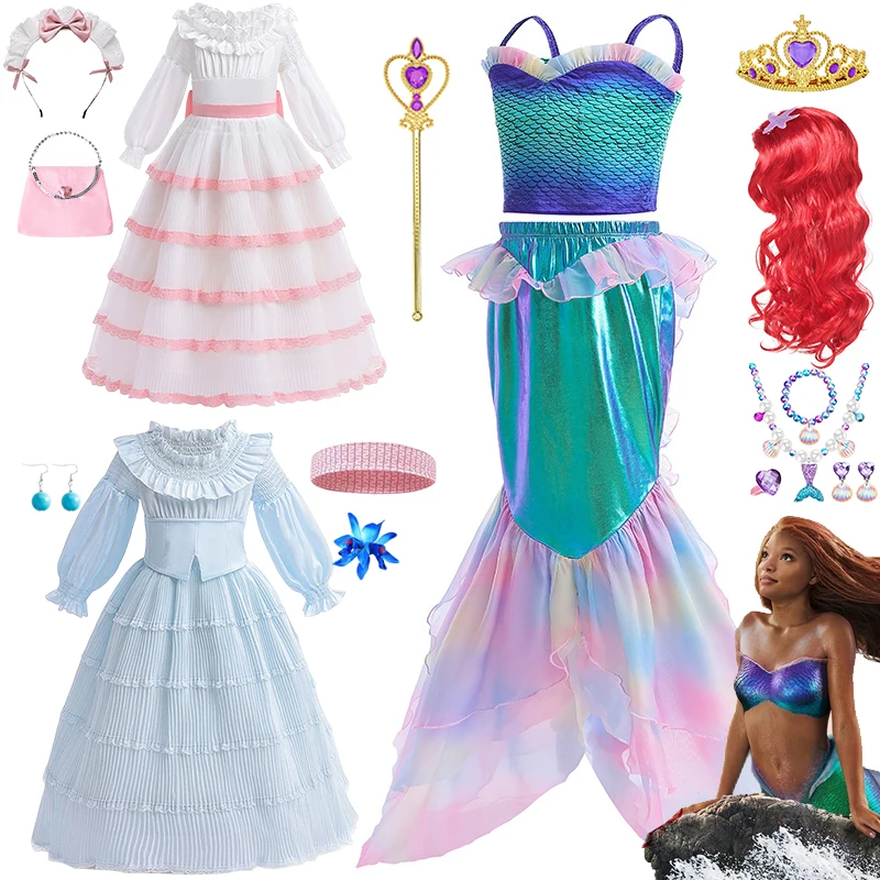 

Disney Movie Little Mermaid Ariel Princess Girls Cosplay Costume 2023 Kids Dresses Children Carnival Halloween Party Clothes